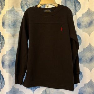 Boys Polo Ralph Lauren navy blue long sleeve thermal shirt